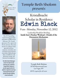 Inside Iran's Nuclear Warhead: Leadership Breakfast Briefing for Temple Beth Sholom