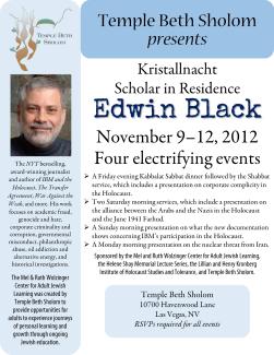 Temple Beth Sholom 2012 Scholar in Residence