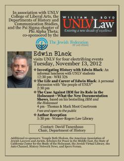 Edwin Black at UNLV, November 2012