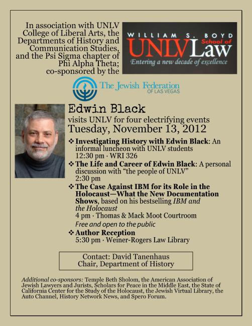 Edwin Black at UNLV, November 2012