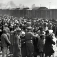 Selection (sorting of prisoners) on the ramp, Auschwitz-Birkenau, 1944